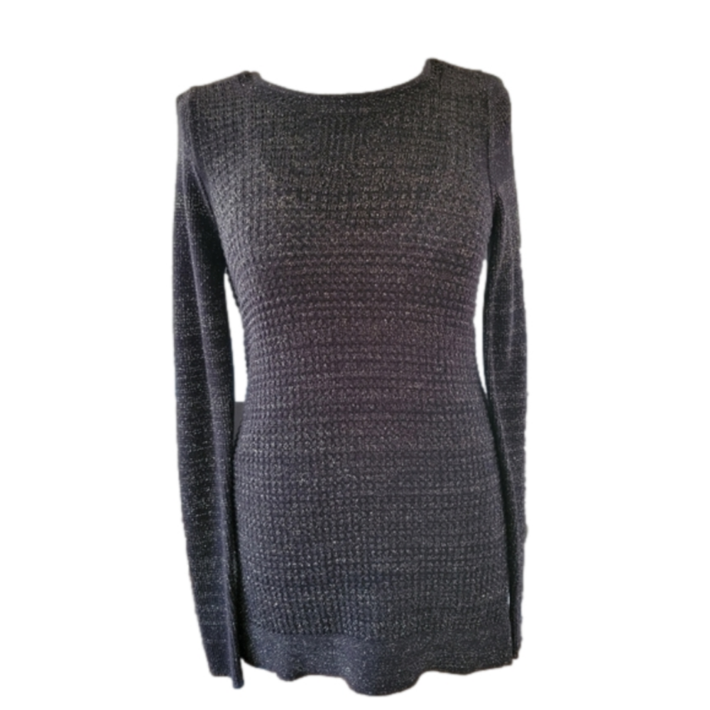 Simply Vera Wang Gold Speck Black Long Sleeve Sweater Dress Tunic-Size Medium